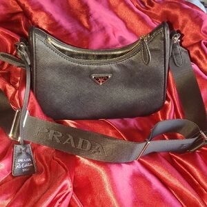 Prada Black Saffiano Crossbody with Silver Hardware